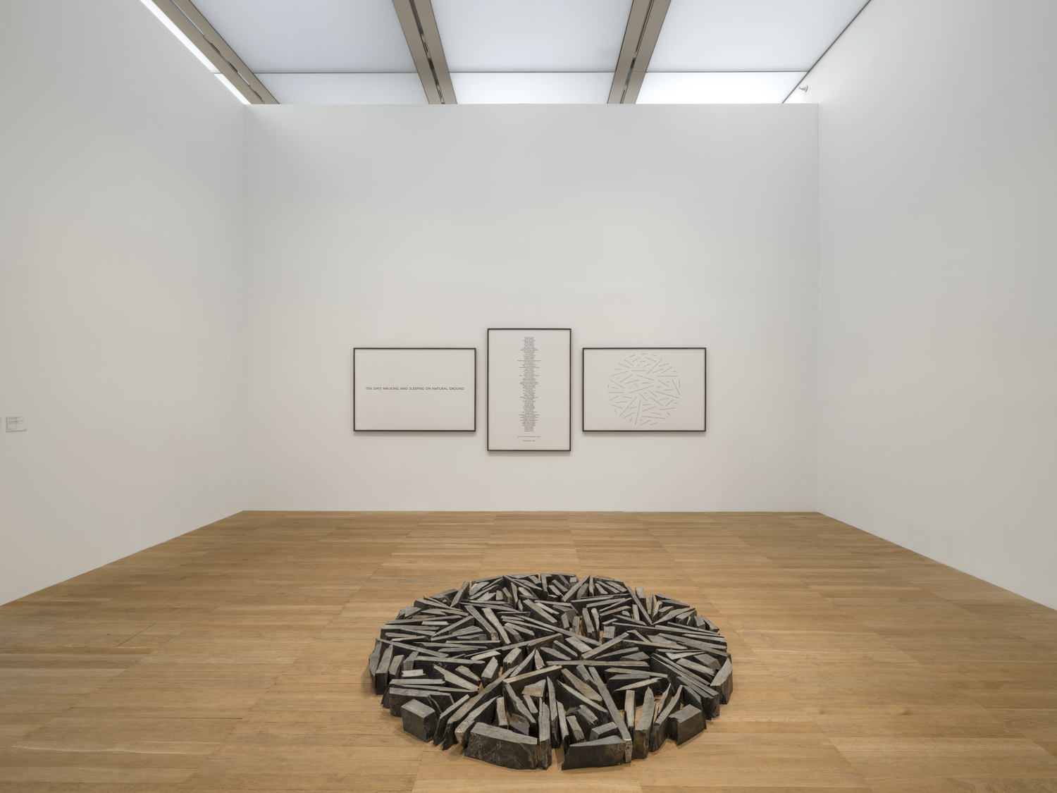 Installation view of ARTIST ROOMS Richard Long, Tate Modern 2025. Photo © Tate (Joe Humphrys)